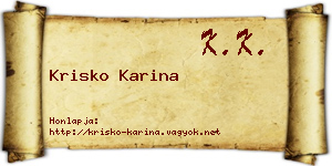 Krisko Karina névjegykártya